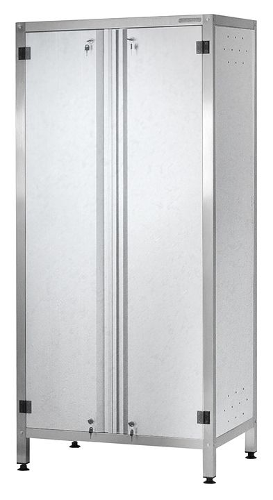 Шкаф кухонный ШЗКп - 800*500*1800 "Profi Ral", двери распашные, полки сплошн. 3 шт., цинк, без к-та замков