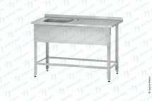 Ванна с рабочей поверхностью РПЦн - 1200*600*860 "Norma Zn", левое м/о 500*400*250, борт, отв. д/смесит., экран (ножка угловая)