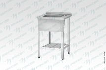 Ванна моечная котломойка ВМЦн - 1200*600*860 "Norma Zn", 1 м/о 960*510*380, борт, экран (ножка угловая)