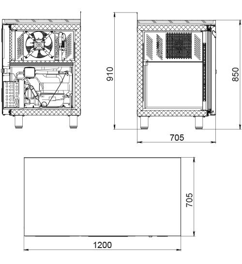 Морозильный стол TBi2GN-GC (R290)